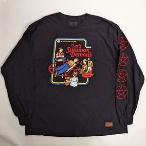 Steued Rhodes Let's Summon Demons Black Long Sleeve Tshirt, Men's XL